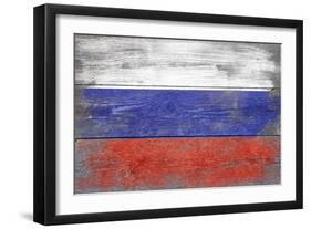 Russia Country Flag - Barnwood Painting-Lantern Press-Framed Art Print