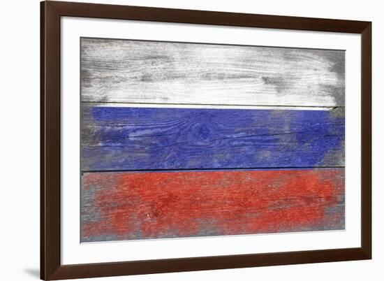 Russia Country Flag - Barnwood Painting-Lantern Press-Framed Premium Giclee Print