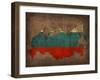 Russia Country Flag Map-Red Atlas Designs-Framed Giclee Print