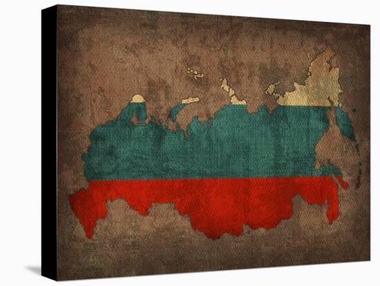 Russia Country Flag Map-Red Atlas Designs-Stretched Canvas