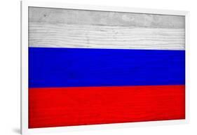 Russia Flag Design with Wood Patterning - Flags of the World Series-Philippe Hugonnard-Framed Art Print