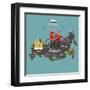 Russia Map and Travel Eps 10 Format-Sajja-Framed Art Print