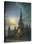 Russia, Moscow, Night in Moscow, Spasskaya Tower-null-Stretched Canvas