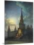 Russia, Moscow, Night in Moscow, Spasskaya Tower-null-Mounted Giclee Print