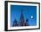 Russia, Moscow, Red Square, Kremlin, St. Basils Cathedral with Moonrise-Walter Bibikow-Framed Photographic Print