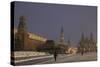 Russia, Moscow, Red Square, Lenin Mausoleum and Kremlin Walls with Historical Museum in Background-null-Stretched Canvas