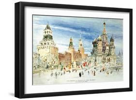 Russia, Moscow, Red Square with Kremlin Wall and Saint Basil's Cathedral-null-Framed Giclee Print