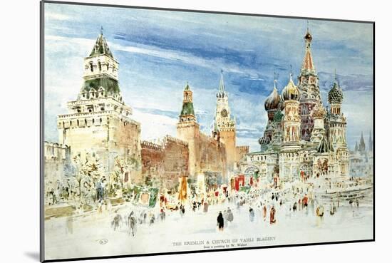 Russia, Moscow, Red Square with Kremlin Wall and Saint Basil's Cathedral-null-Mounted Giclee Print