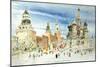 Russia, Moscow, Red Square with Kremlin Wall and Saint Basil's Cathedral-null-Mounted Premium Giclee Print