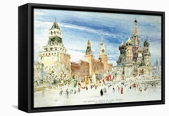 Russia, Moscow, Red Square with Kremlin Wall and Saint Basil's Cathedral-null-Framed Stretched Canvas