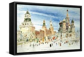 Russia, Moscow, Red Square with Kremlin Wall and Saint Basil's Cathedral-null-Framed Stretched Canvas