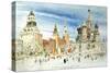 Russia, Moscow, Red Square with Kremlin Wall and Saint Basil's Cathedral-null-Stretched Canvas