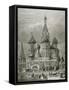 Russia, Moscow, St. Basil's Cathedral, Engraving-Tarker-Framed Stretched Canvas