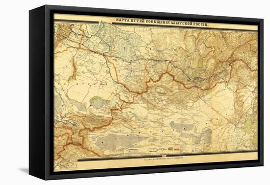 Russia - Panoramic Map-Lantern Press-Framed Stretched Canvas