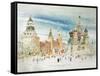 Russia, Red Square with Walls of Kremlin and Saint Basil's Cathedral (Vasili Blageny), Print-null-Framed Stretched Canvas
