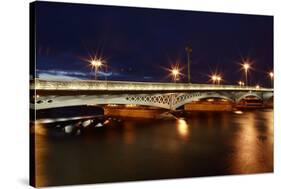 Russia, Saint-Petersburg, Blagoveshchensky Bridge across River Neva, with Night Illumination.-grigvovan-Stretched Canvas