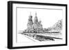 Russia. Saint Petersburg.Savior on Spilled Blood Hand Drawn Sketch. City Vector Illustration-RomanYa-Framed Art Print