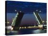 Russia, St. Petersburg, Center, Dvortsovy Bridge on the Neva River-Walter Bibikow-Stretched Canvas