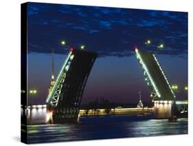 Russia, St. Petersburg, Center, Dvortsovy Bridge on the Neva River-Walter Bibikow-Stretched Canvas