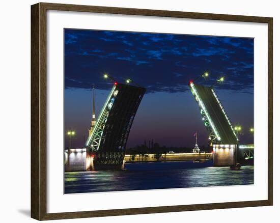 Russia, St. Petersburg, Center, Dvortsovy Bridge on the Neva River-Walter Bibikow-Framed Photographic Print