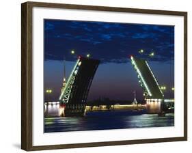 Russia, St. Petersburg, Center, Dvortsovy Bridge on the Neva River-Walter Bibikow-Framed Photographic Print