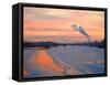 Russia, St; Petersburg; the Last Light over the Partly Frozen Neva River with in Winter-Ken Sciclina-Framed Stretched Canvas