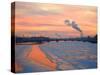 Russia, St; Petersburg; the Last Light over the Partly Frozen Neva River with in Winter-Ken Sciclina-Stretched Canvas