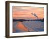 Russia, St; Petersburg; the Last Light over the Partly Frozen Neva River with in Winter-Ken Sciclina-Framed Photographic Print