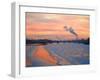 Russia, St; Petersburg; the Last Light over the Partly Frozen Neva River with in Winter-Ken Sciclina-Framed Photographic Print