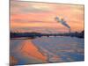 Russia, St; Petersburg; the Last Light over the Partly Frozen Neva River with in Winter-Ken Sciclina-Mounted Photographic Print