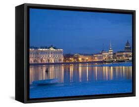 Russia, St;Petersburg; the Partly Frozen Neva River in Winter, with the Winter Palace-Ken Sciclina-Framed Stretched Canvas