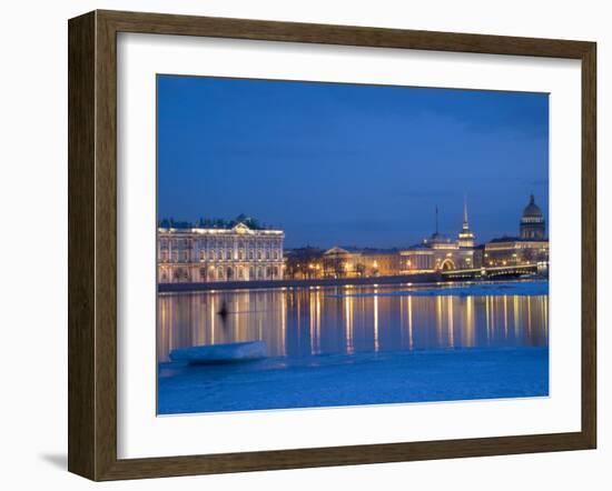 Russia, St;Petersburg; the Partly Frozen Neva River in Winter, with the Winter Palace-Ken Sciclina-Framed Photographic Print