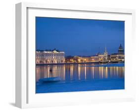 Russia, St;Petersburg; the Partly Frozen Neva River in Winter, with the Winter Palace-Ken Sciclina-Framed Photographic Print