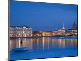 Russia, St;Petersburg; the Partly Frozen Neva River in Winter, with the Winter Palace-Ken Sciclina-Mounted Photographic Print