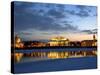 Russia, St;Petersburg; the Partly Frozen Neva River with the Maritime Musem and Two Rostral Columns-Ken Sciclina-Stretched Canvas