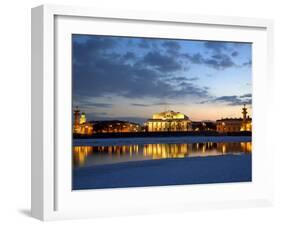 Russia, St;Petersburg; the Partly Frozen Neva River with the Maritime Musem and Two Rostral Columns-Ken Sciclina-Framed Photographic Print