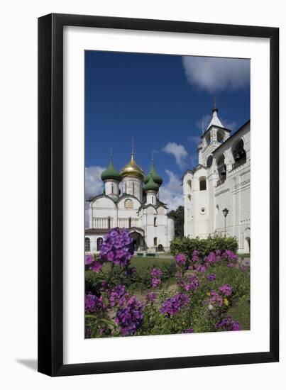 Russia, Suzdal, Cathedral of Transfiguration and Gabled Belfry-null-Framed Giclee Print