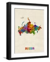 Russia Watercolor Map-Michael Tompsett-Framed Art Print