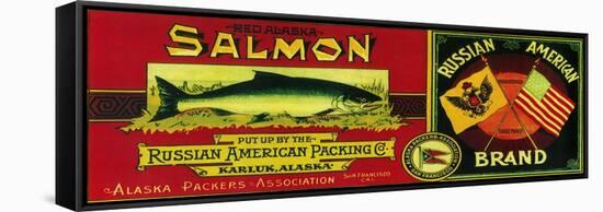 Russian American Salmon Can Label - Karluk, AK-Lantern Press-Framed Stretched Canvas