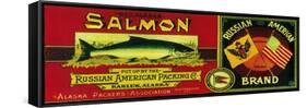 Russian American Salmon Can Label - Karluk, AK-Lantern Press-Framed Stretched Canvas
