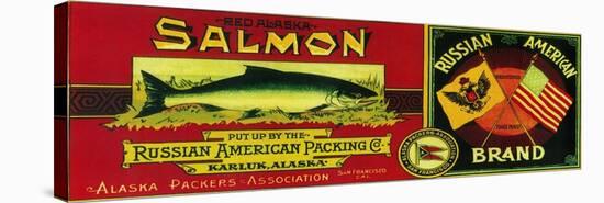 Russian American Salmon Can Label - Karluk, AK-Lantern Press-Stretched Canvas