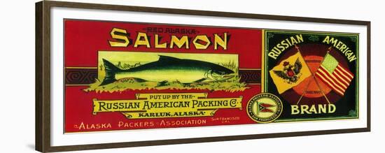 Russian American Salmon Can Label - Karluk, AK-Lantern Press-Framed Premium Giclee Print