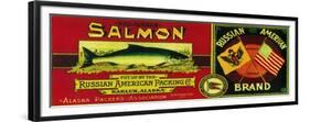 Russian American Salmon Can Label - Karluk, AK-Lantern Press-Framed Premium Giclee Print