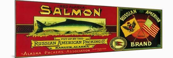 Russian American Salmon Can Label - Karluk, AK-Lantern Press-Mounted Premium Giclee Print