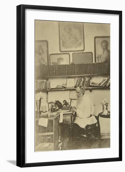 Russian Author Leo Tolstoy at Work, 1890s-Sophia Tolstaya-Framed Giclee Print