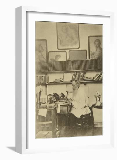 Russian Author Leo Tolstoy at Work, 1890s-Sophia Tolstaya-Framed Giclee Print