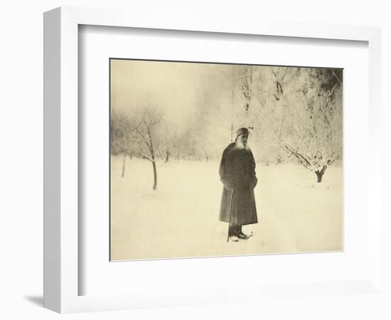 Russian Author Leo Tolstoy Taking a Winter Walk, 1900s-Sophia Tolstaya-Framed Giclee Print