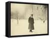 Russian Author Leo Tolstoy Taking a Winter Walk, 1900s-Sophia Tolstaya-Framed Stretched Canvas