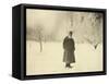 Russian Author Leo Tolstoy Taking a Winter Walk, 1900s-Sophia Tolstaya-Framed Stretched Canvas