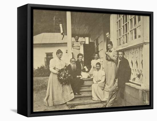 Russian Author Leo Tolstoy with Family on His Wife's Birthday, Russia, 1900s-Sophia Tolstaya-Framed Stretched Canvas